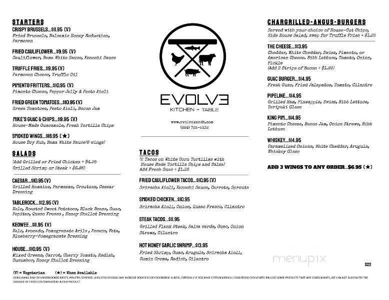 Evolve Kitchen - Clemson, SC menu_pic