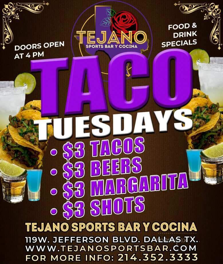 Tejano Sports Bar Y Cocina - Dallas, TX menu_pic