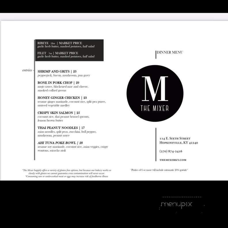 The Mixer - Hopkinsville, KY menu_pic