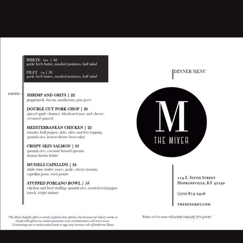 The Mixer - Hopkinsville, KY menu_pic