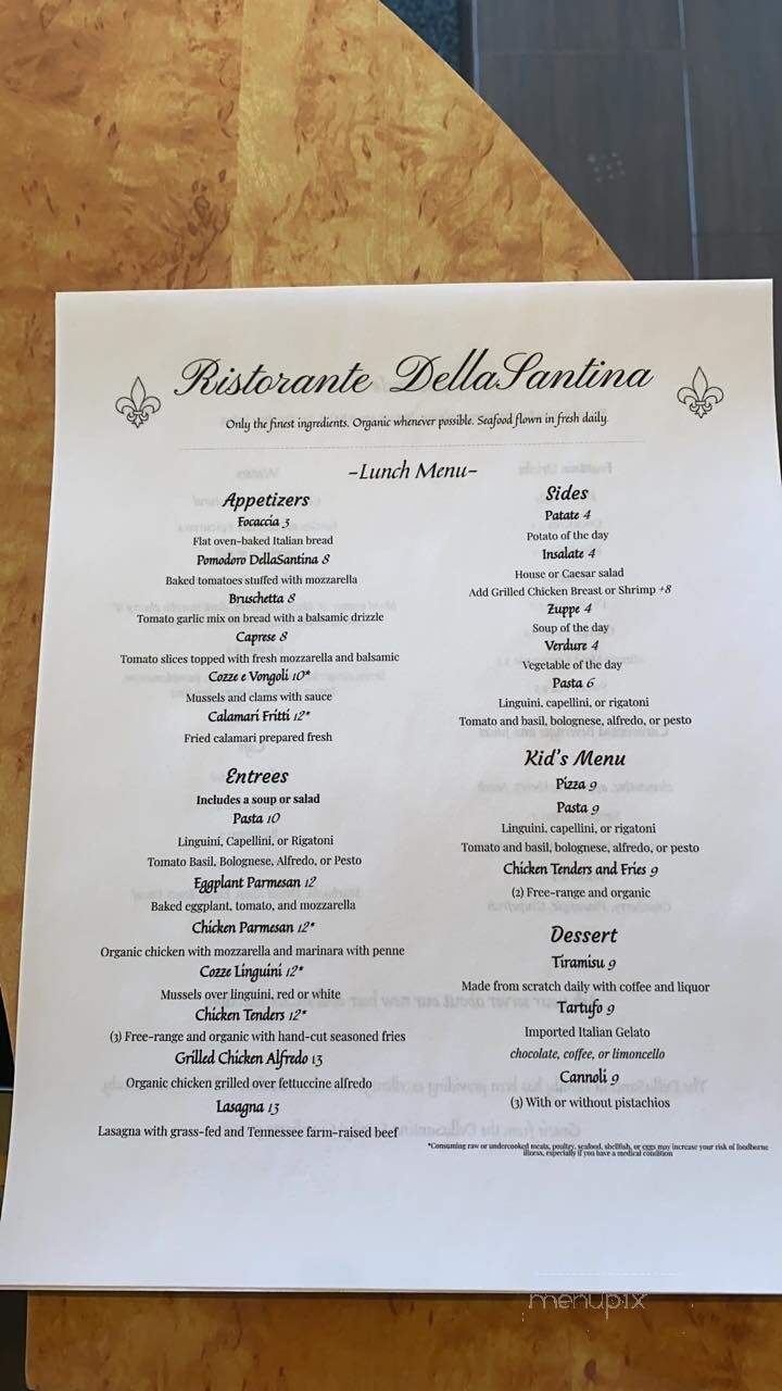 Ristorante DellaSantina - Sevierville, TN menu_pic