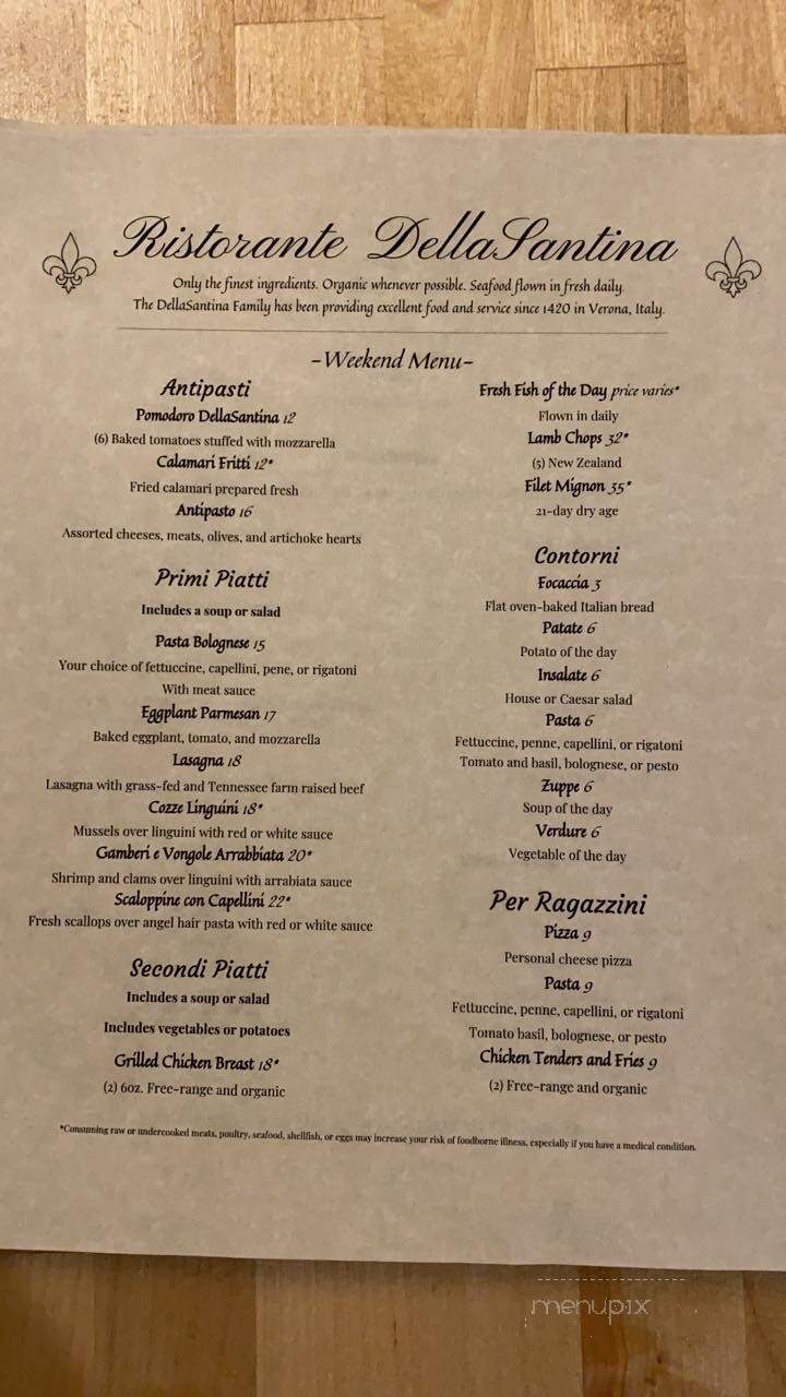 Ristorante DellaSantina - Sevierville, TN menu_pic