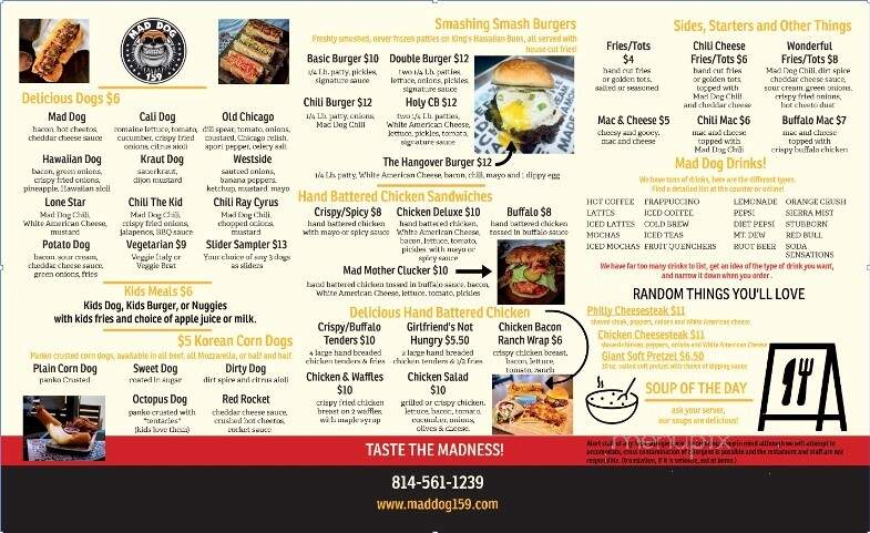 Mad Dog 159 - Kane, PA menu_pic