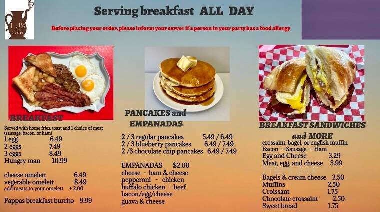 LJ's Cafe - Methuen, MA menu_pic