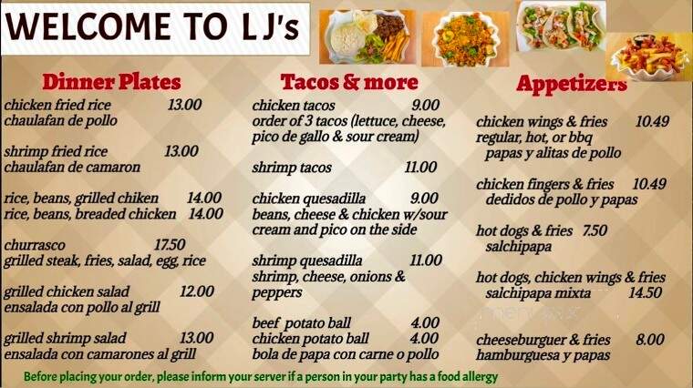 LJ's Cafe - Methuen, MA menu_pic