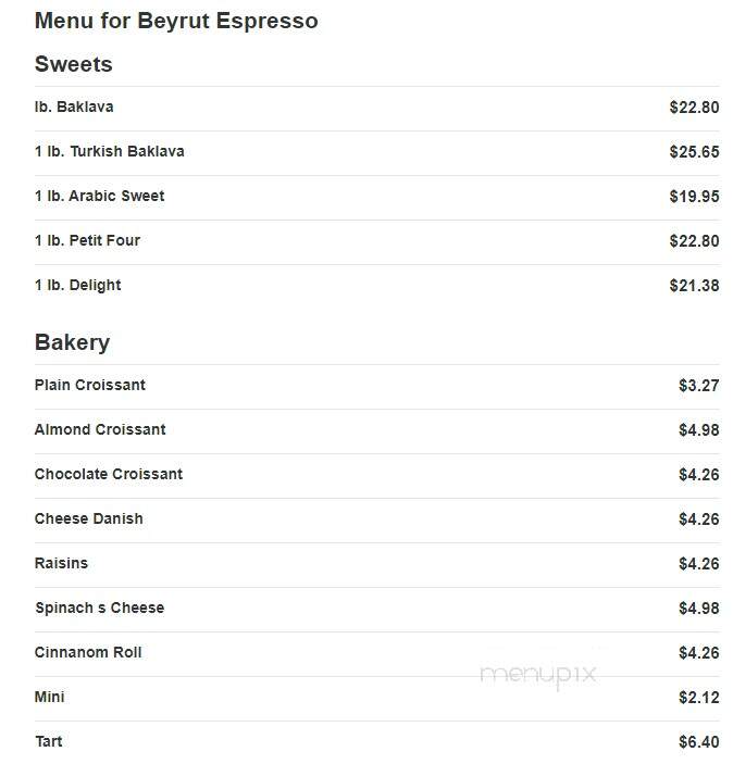 Beyrut Espresso - Revere, MA menu_pic