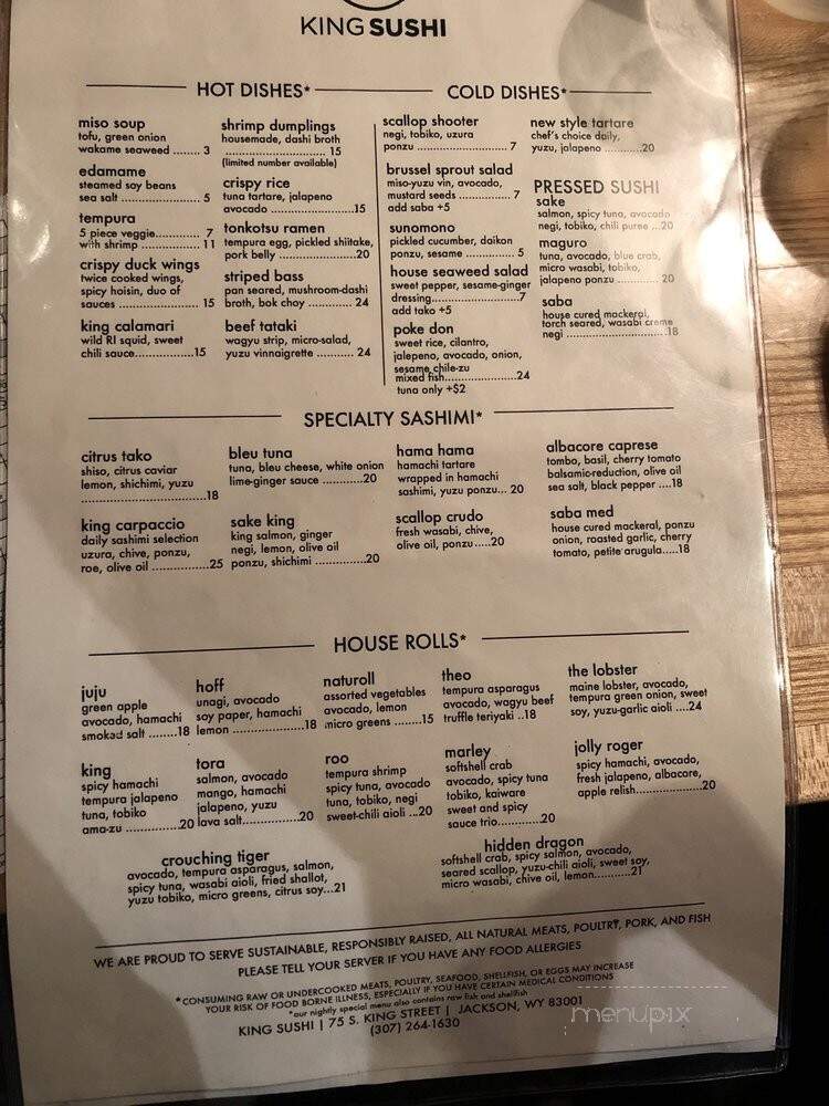 King Sushi - Jackson, WY menu_pic