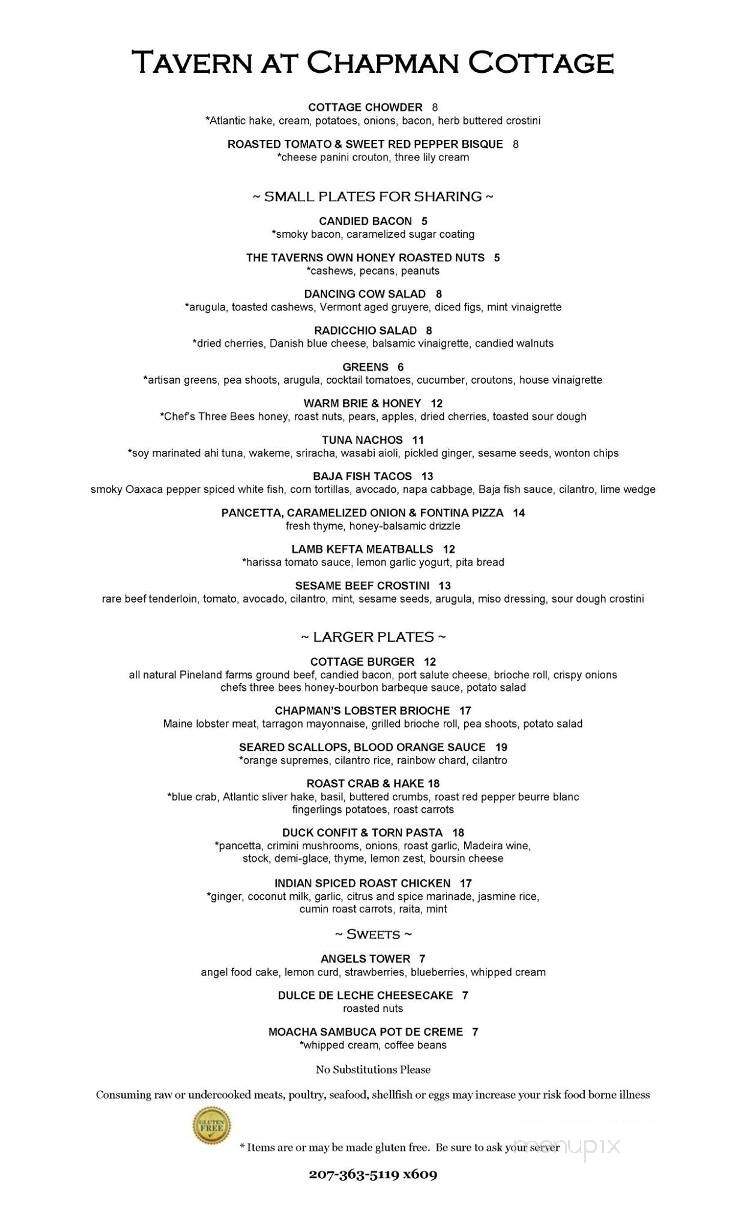 The Tavern at Chapman Cottage - York, ME menu_pic