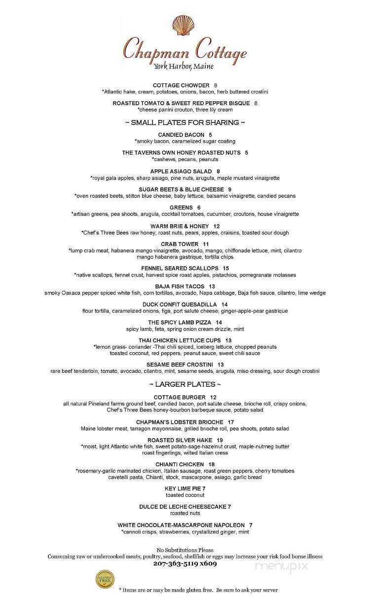 The Tavern at Chapman Cottage - York, ME menu_pic