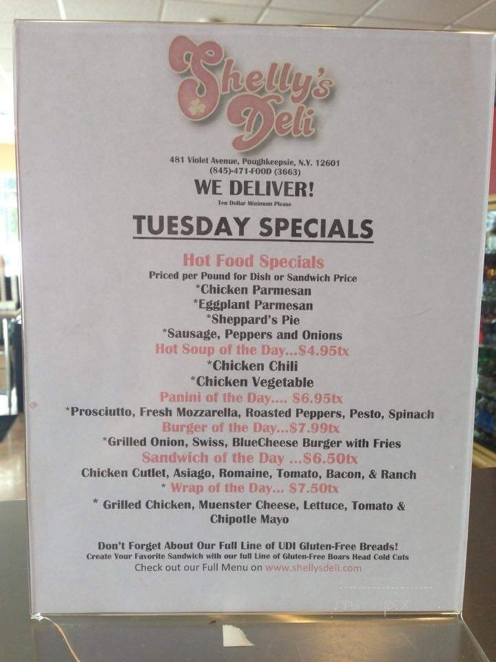 Shelly's Deli - Poughkeepsie, NY menu_pic