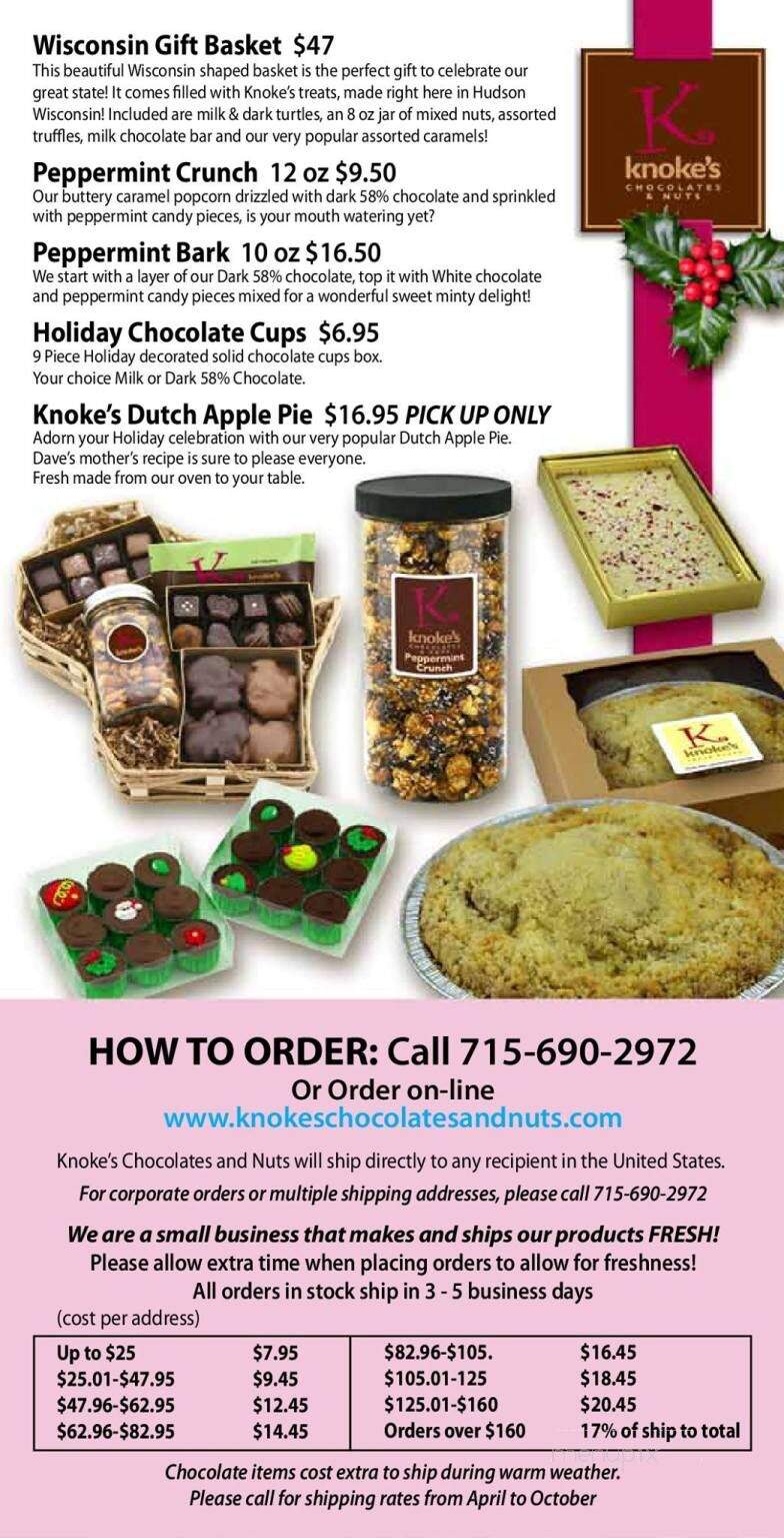 Knokes Chocolates - Hudson, WI menu_pic