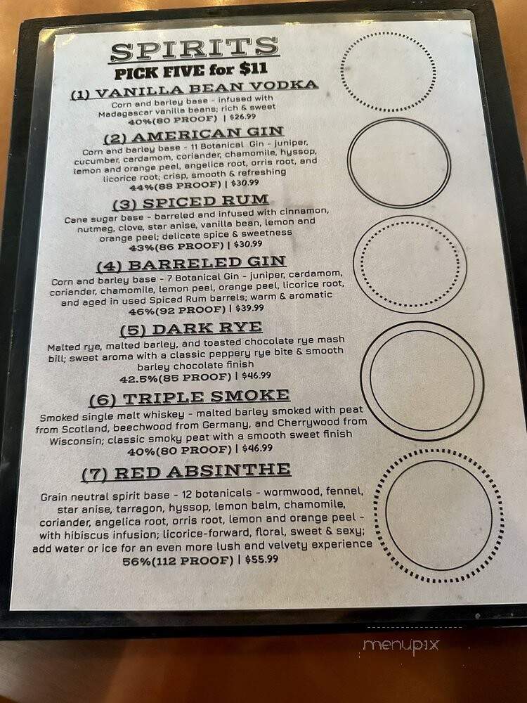 Corsair Artisan Distillery Taproom - Nashville, TN menu_pic