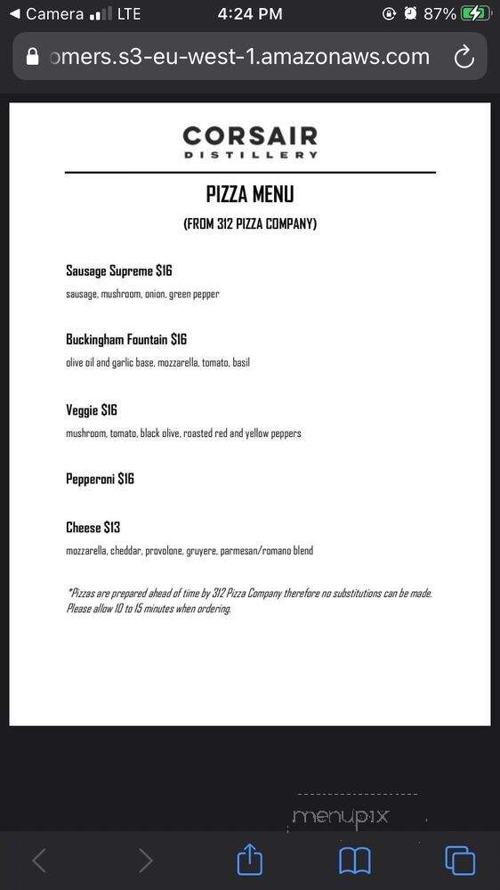 Corsair Artisan Distillery Taproom - Nashville, TN menu_pic