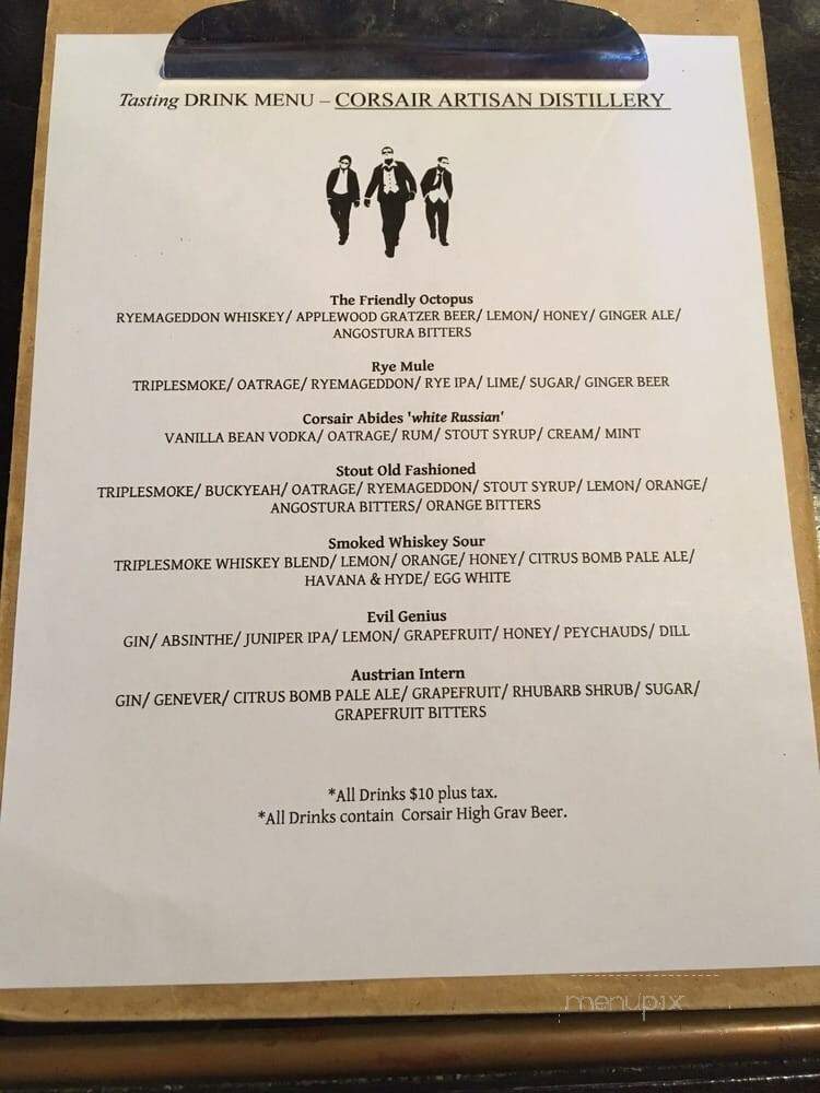 Corsair Artisan Distillery Taproom - Nashville, TN menu_pic