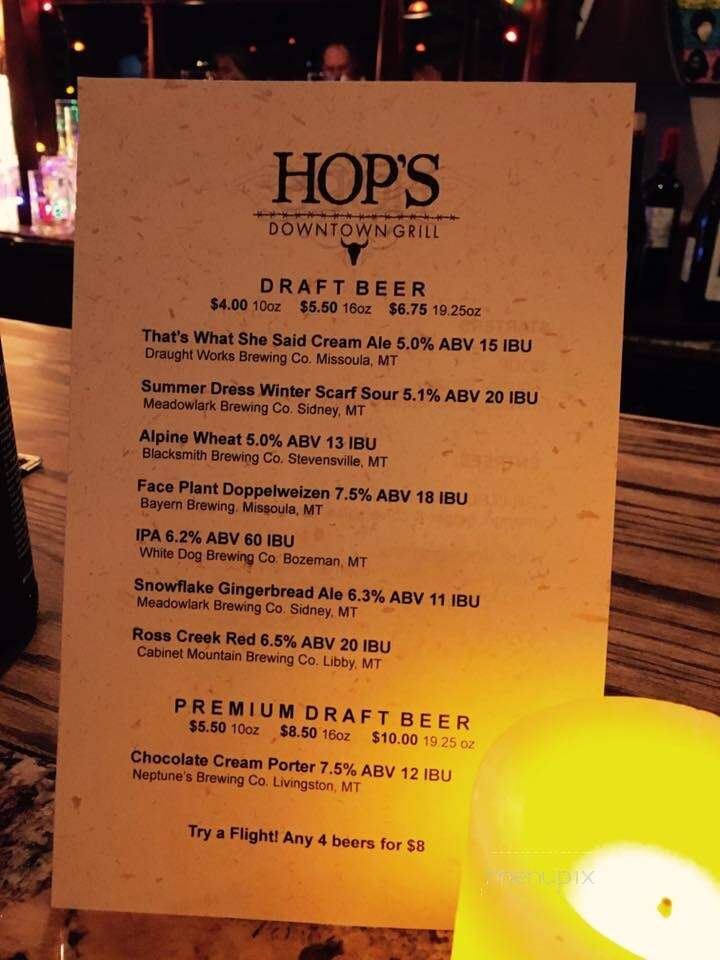 Hop's Downtown Grill - Kalispell, Mt menu_pic