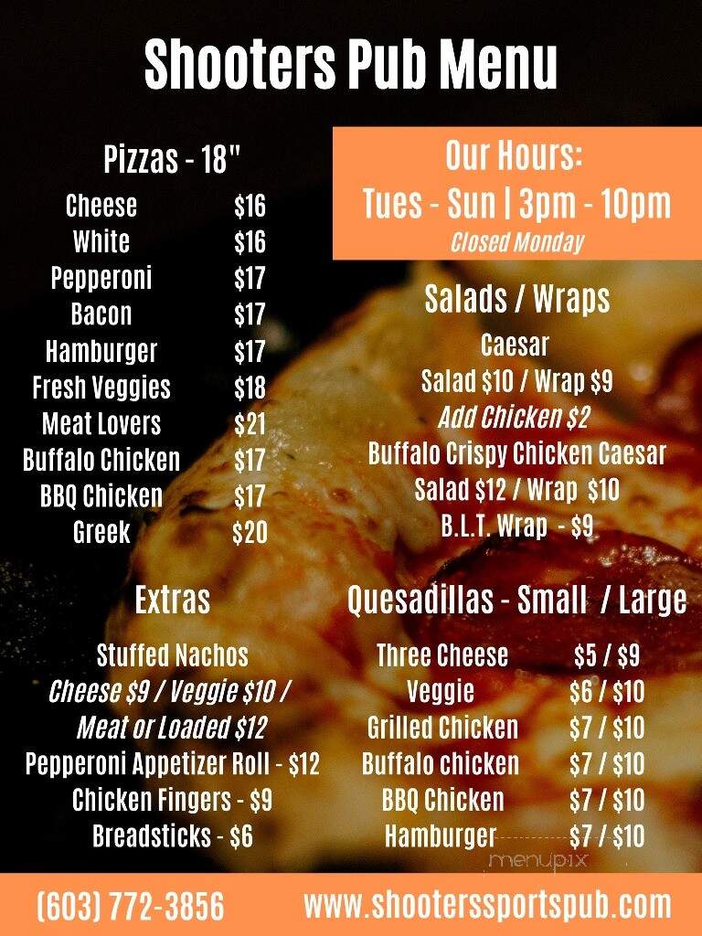 Shooter's Pub - Exeter, NH menu_pic