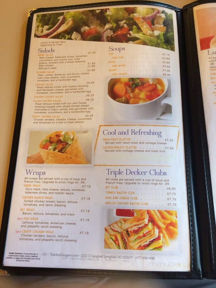 Chefo's pancake house - Kimberly, WI menu_pic