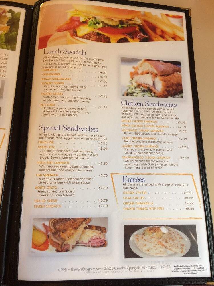 Chefo's pancake house - Kimberly, WI menu_pic