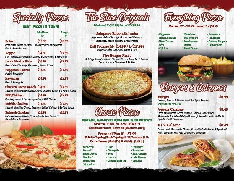 The Slice Pizzeria - Hahira, GA menu_pic