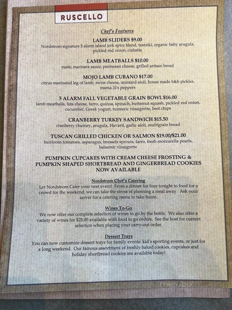Ruscello - Nordstrom Oakbrook Center - Oak Brook, IL menu_pic