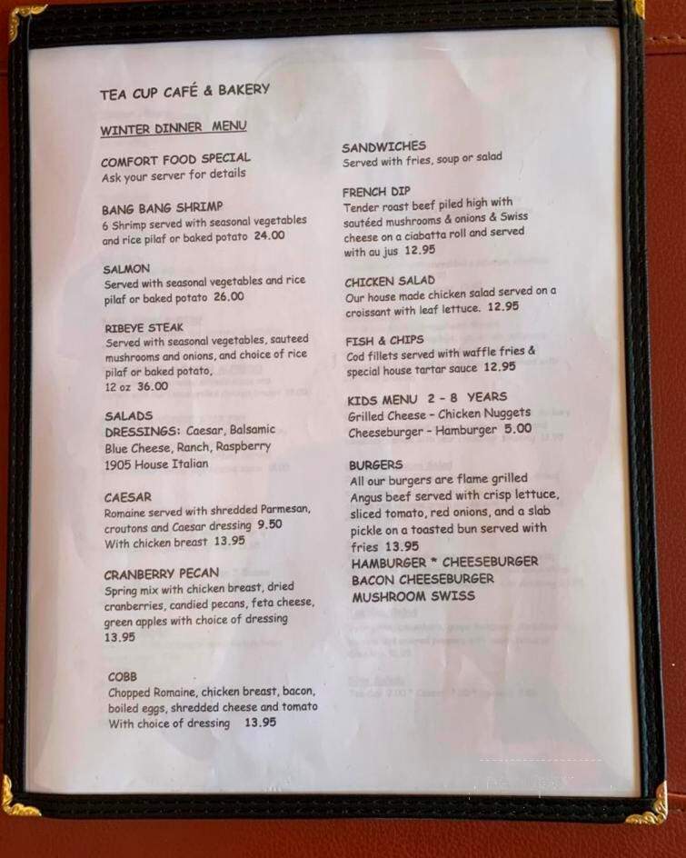 Tea Cup Cafe & Bakery - Challis, ID menu_pic