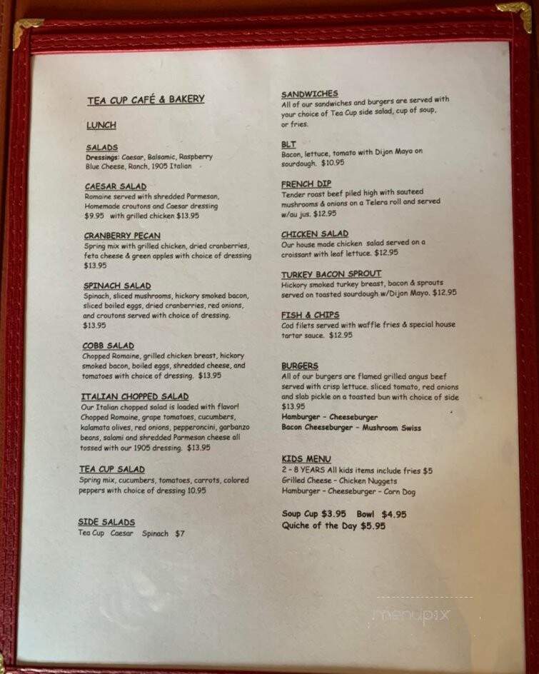 Tea Cup Cafe & Bakery - Challis, ID menu_pic