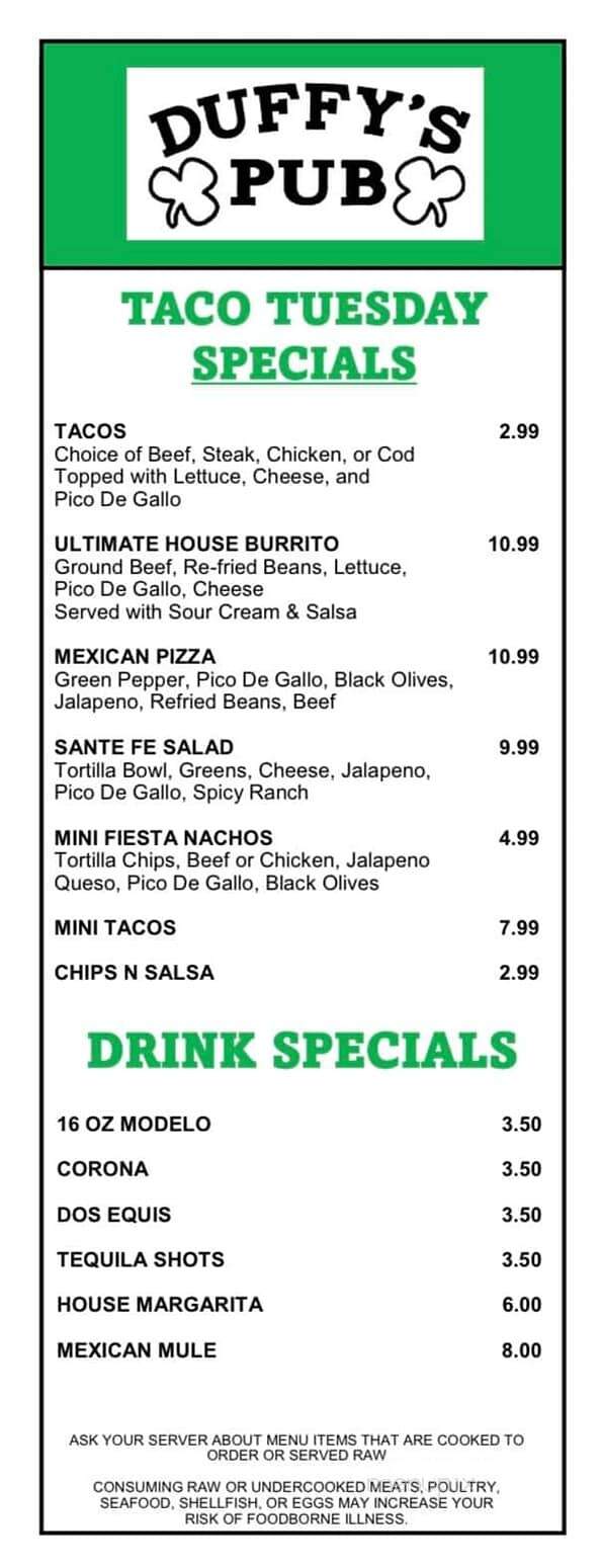 Duffy's Pub - Auburn Hills, MI menu_pic