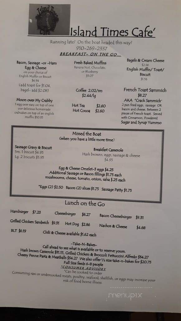 Island Times Cafe - Southport, NC menu_pic