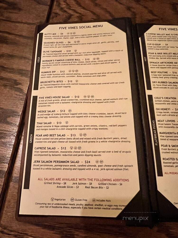 Five Vines Wine Bar - San Juan Capistrano, CA menu_pic