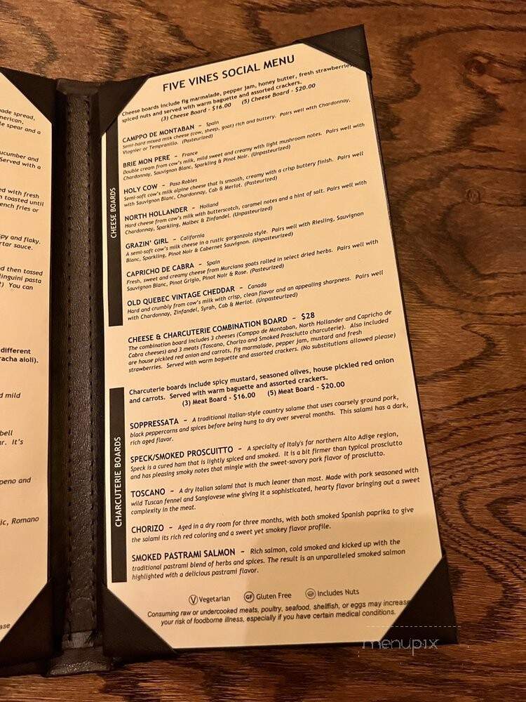 Five Vines Wine Bar - San Juan Capistrano, CA menu_pic