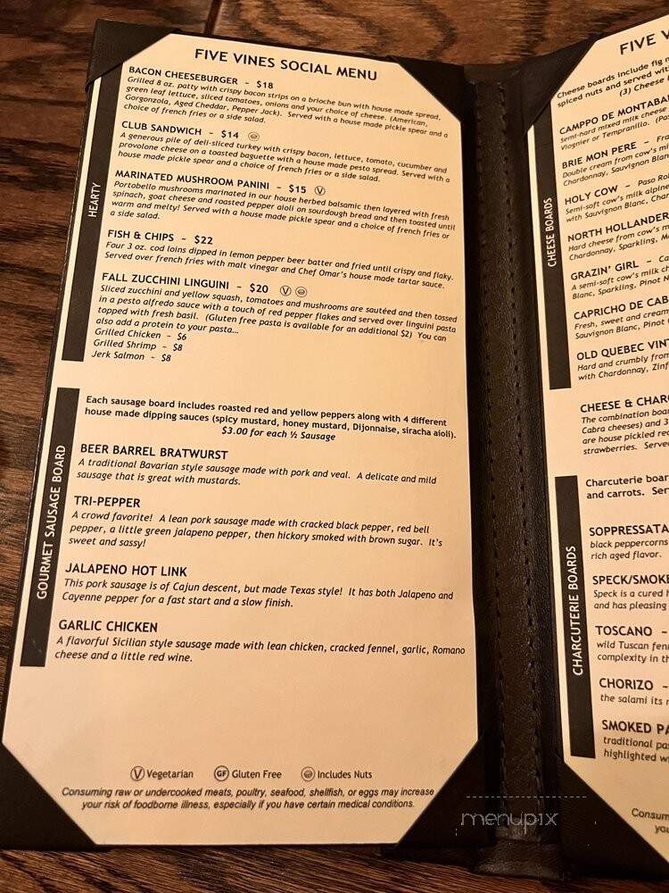 Five Vines Wine Bar - San Juan Capistrano, CA menu_pic
