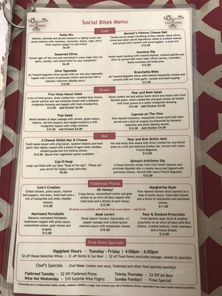 Five Vines Wine Bar - San Juan Capistrano, CA menu_pic