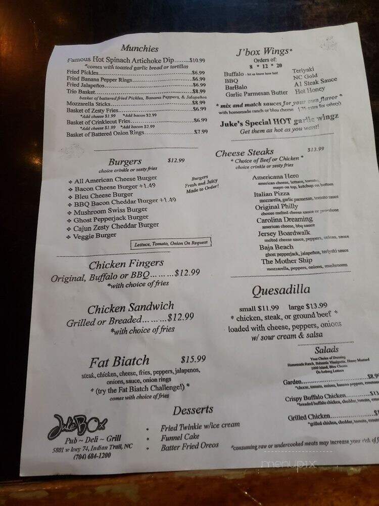 Jukebox Deli & Pub - Monroe, NC menu_pic