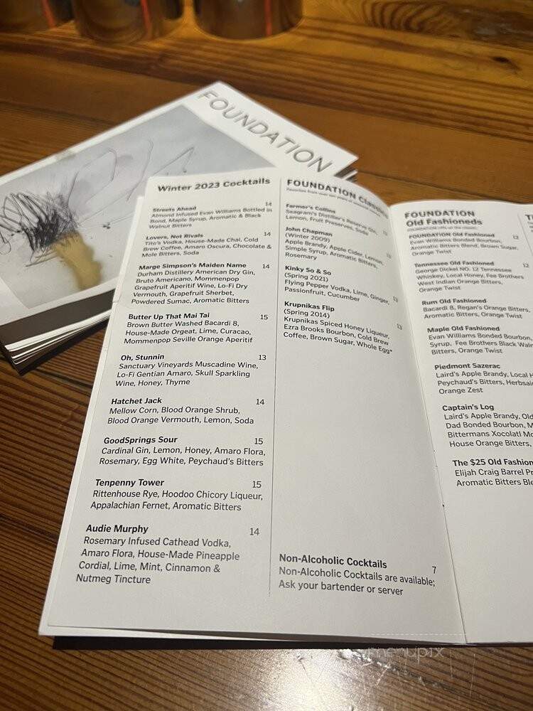 Foundation - Raleigh, NC menu_pic