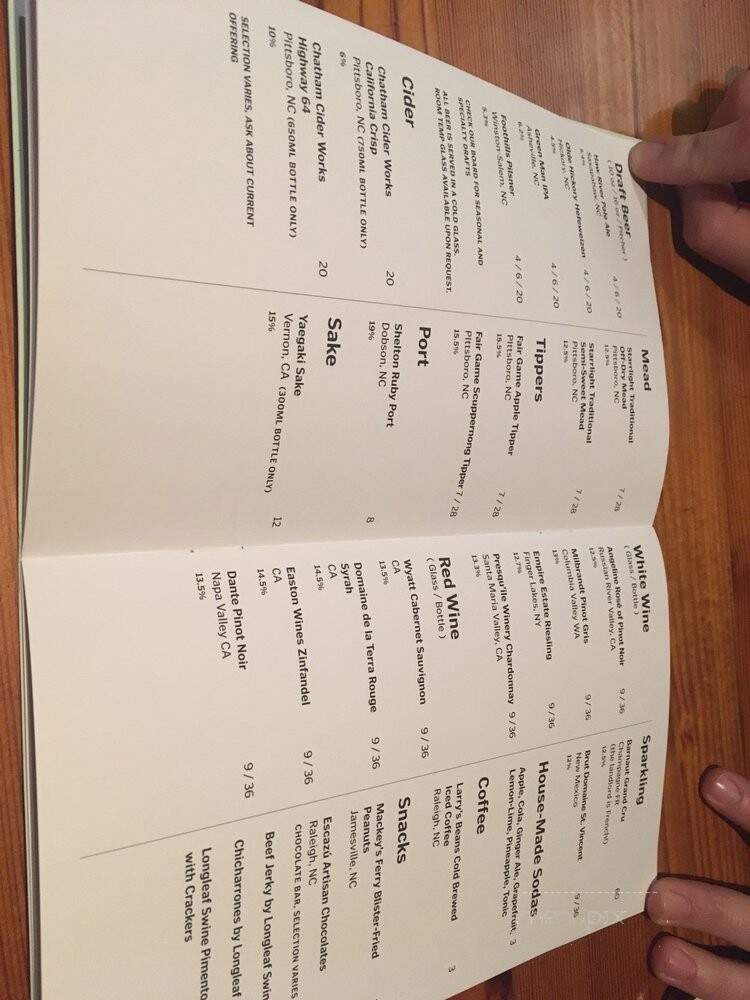 Foundation - Raleigh, NC menu_pic