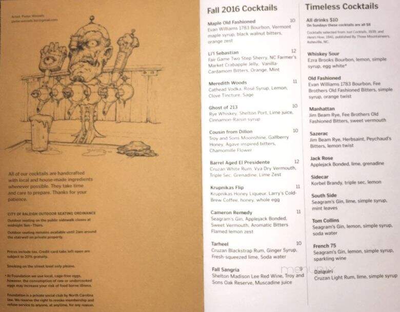 Foundation - Raleigh, NC menu_pic