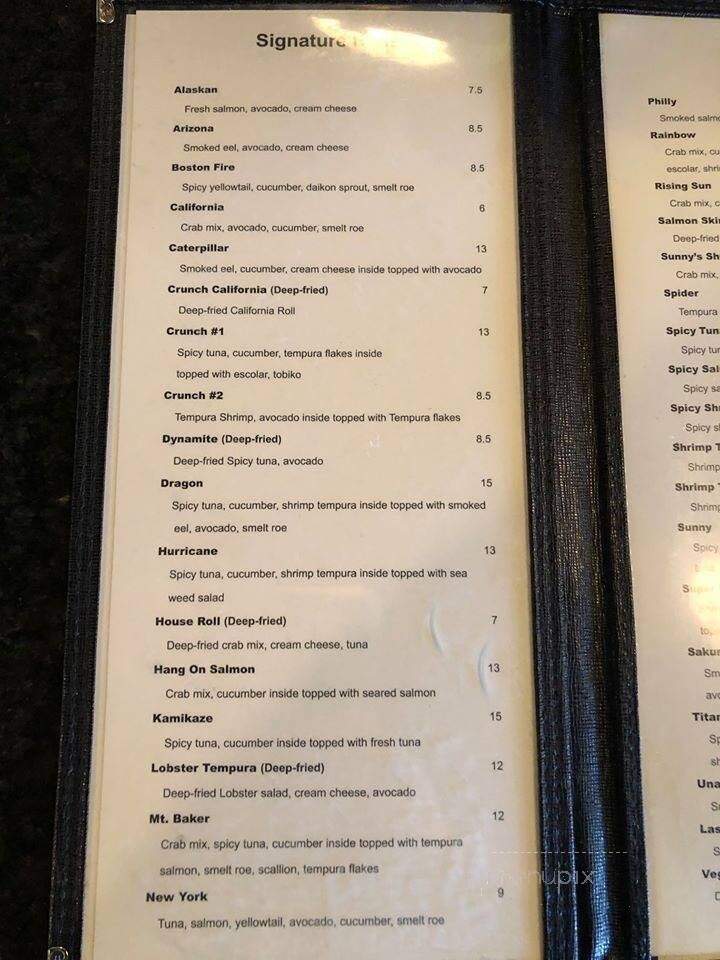 Sakura Japanese Steakhouse - Burlington, WA menu_pic