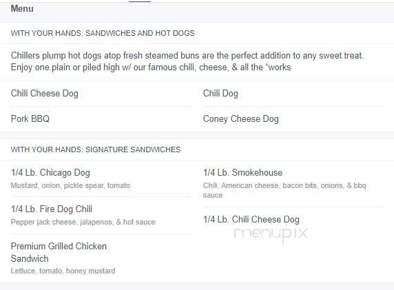 Chiller's Ice Cream - Sellersburg, IN menu_pic