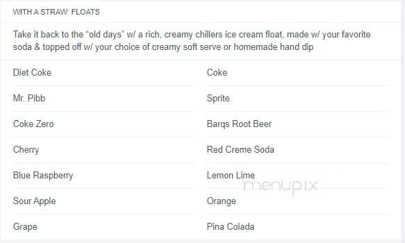 Chiller's Ice Cream - Sellersburg, IN menu_pic