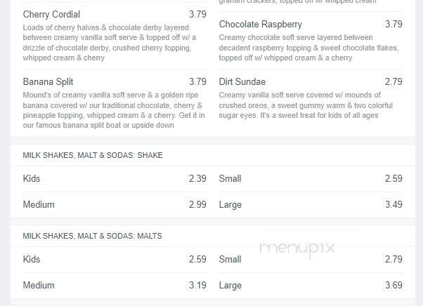 Chiller's Ice Cream - Sellersburg, IN menu_pic