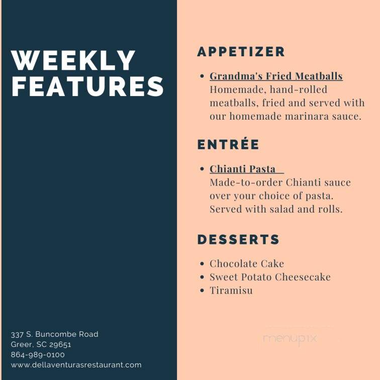 DellaVentura's Restaurant and Pizzeria - Greer, SC menu_pic