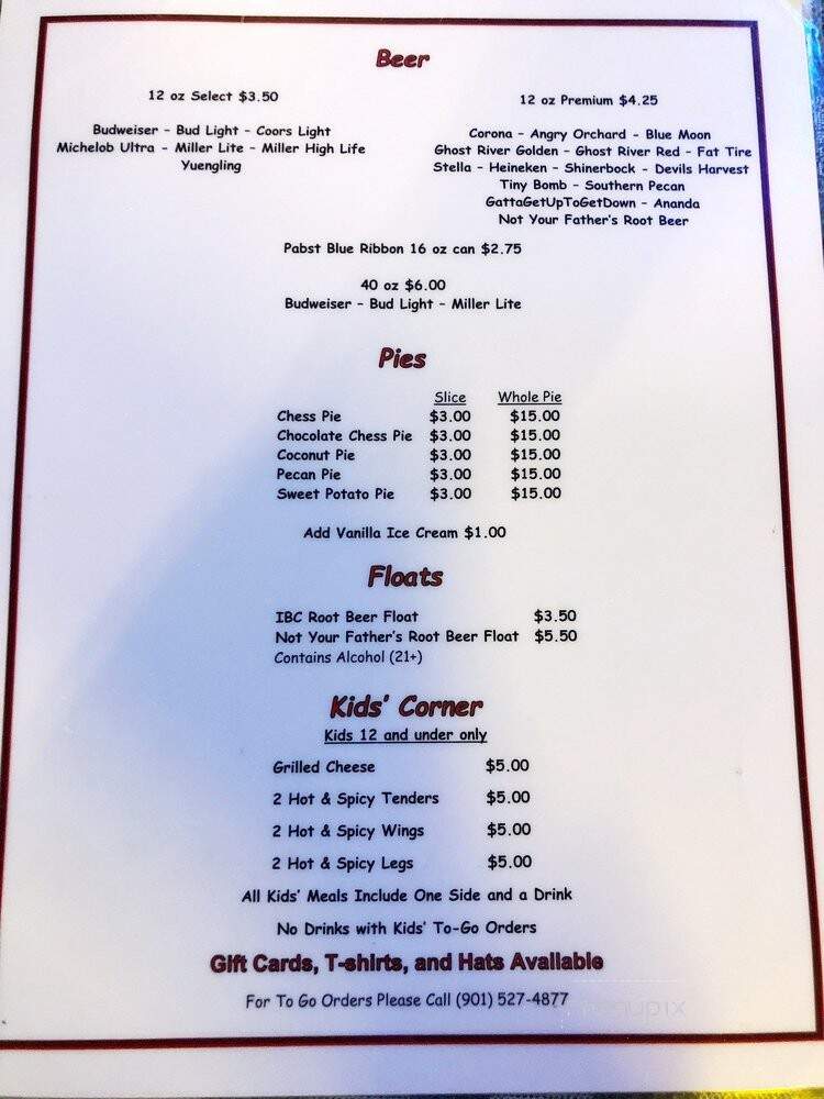 Gus's World Famous Fried Chicken - Memphis, TN menu_pic