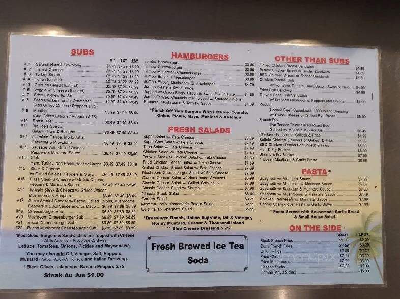 Big Joe's Subs - New Smyrna Beach, FL menu_pic