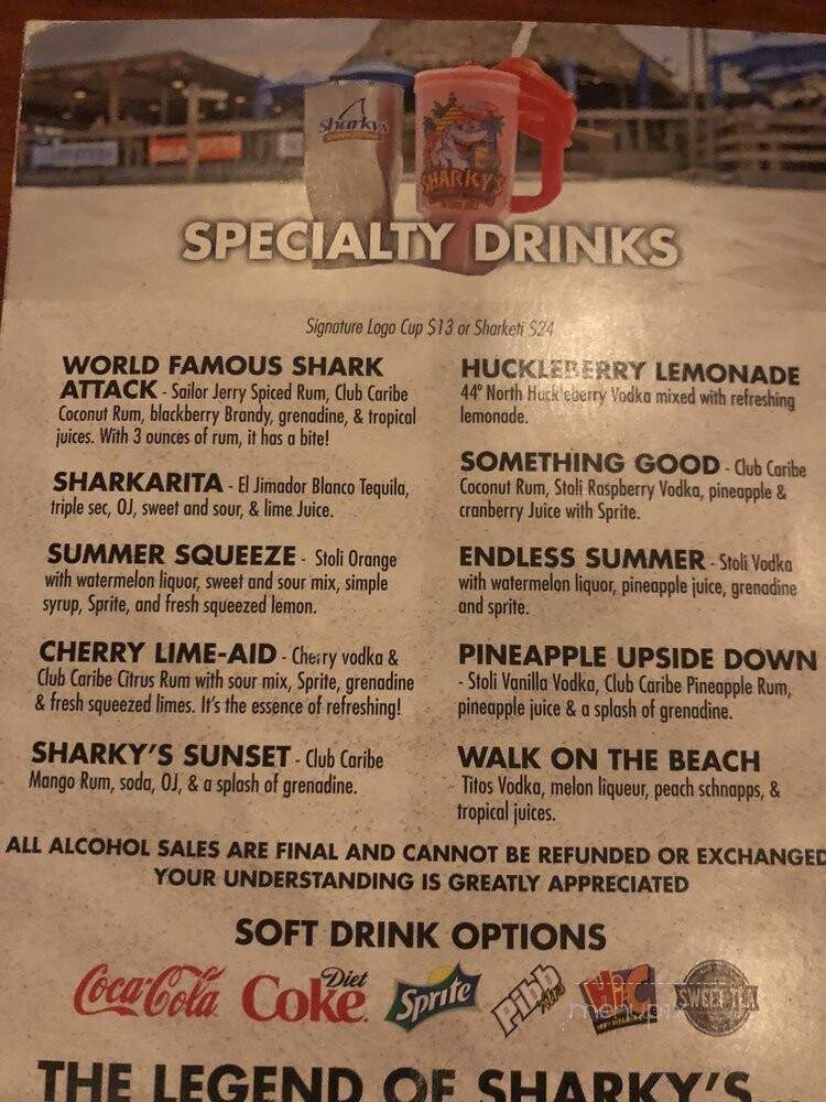 Sharky's Seafood Restaurant - Panama City, FL menu_pic