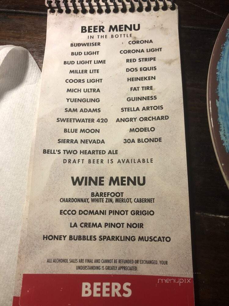 Sharky's Seafood Restaurant - Panama City, FL menu_pic