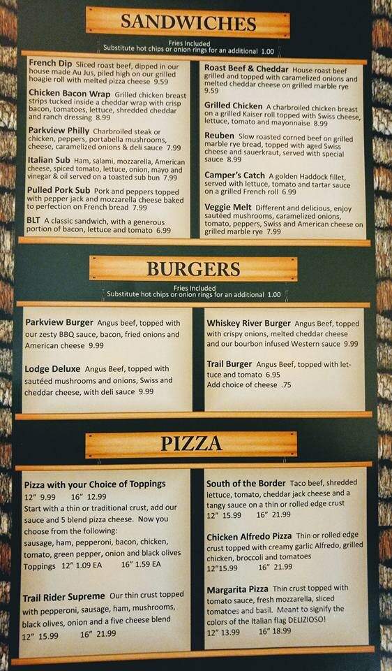 Parkview Lodge & Grill - Toivola, MI menu_pic