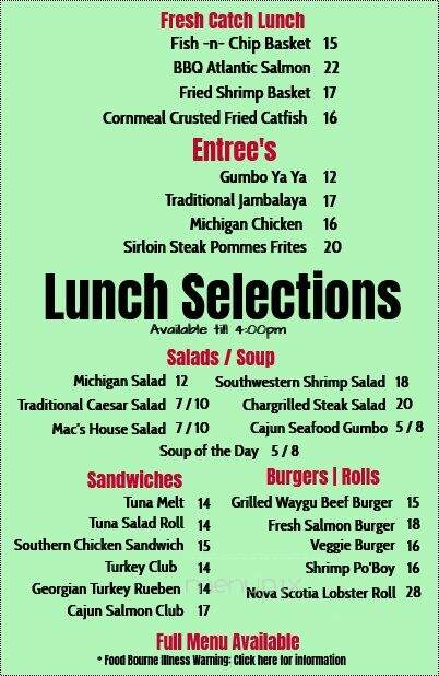 Mac's Acadian Seafood Shack - Saline, MI menu_pic