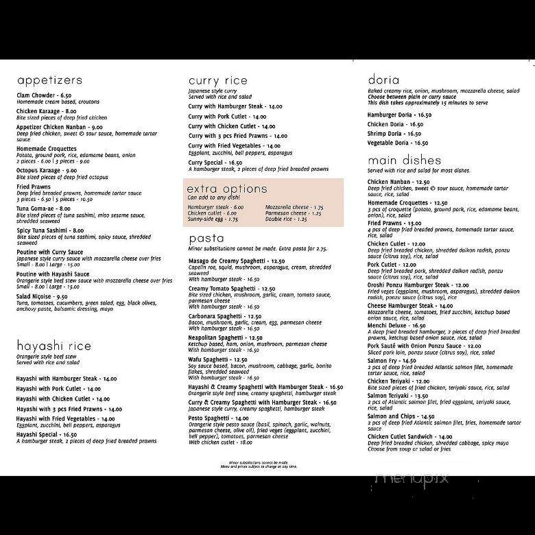 Cafe de l'Orangerie - Vancouver, BC menu_pic