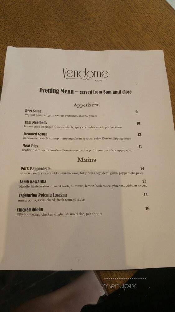 Vendome Cafe - Calgary, AB menu_pic