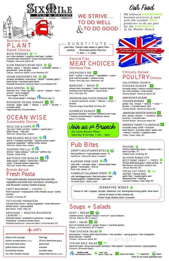 Six Mile Pub - View Royal, BC menu_pic